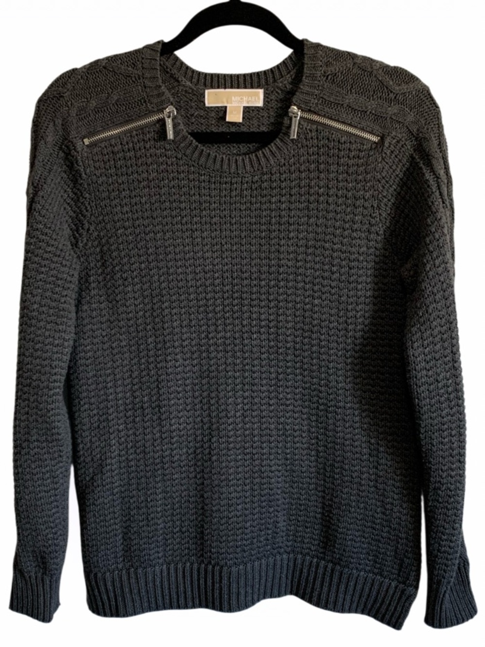 MICHAEL Michael Kors Ribbed Knit Zippered Shoulders Sweater